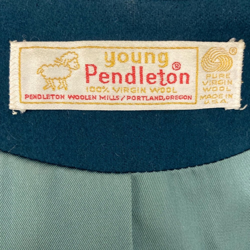 Pendleton Teal Wool Cropped Blazer Small Petite V… - image 4